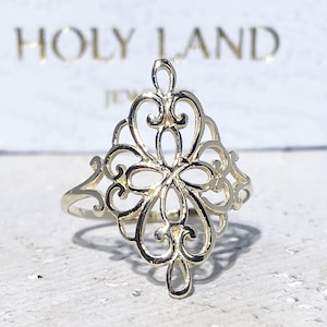 Gold Ring - Flowers Ring - Lace Ring - Leaves Ring - Statement Ring - Filigree Ring - Dainty Ring - Gift for Her