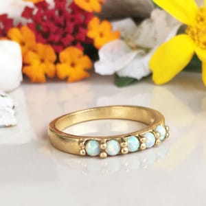 White Opal Ring - Dainty Ring - Tiny ring - Simple Ring - Stacking Ring - Gold Ring - Gemstone Ring - Everyday Jewelry - Dainty Ring