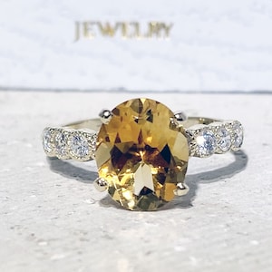 Citrine Ring November Birthstone Engagement Ring Gold Ring Prong Ring Statement Ring Cocktail Ring Genuine Citrine Oval Ring image 3