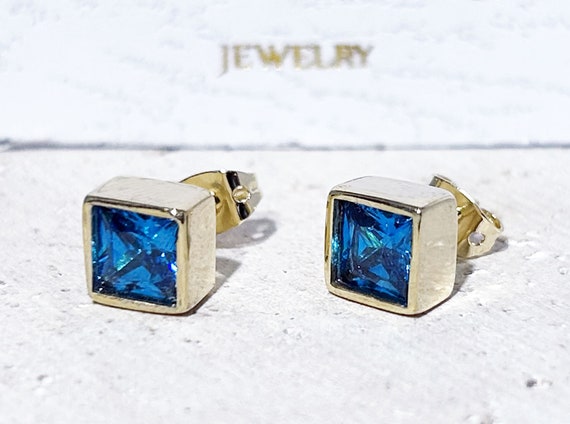 Orecchini Pendenti A Goccia Con Pietra Portafortuna Di Dicembre - Cristallo Blue Topaz Zircondia