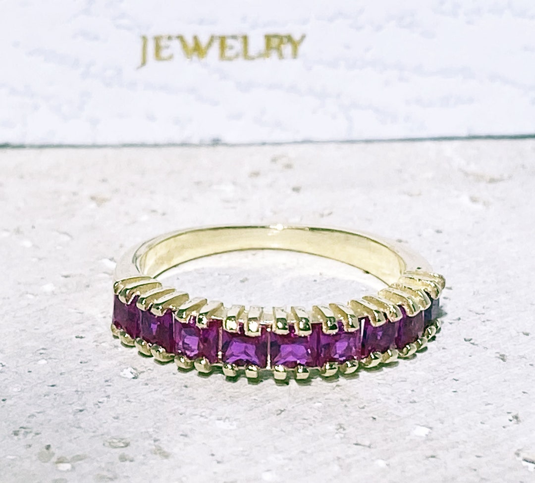 gold ruby ring stackable gold ring july ring natural... Ruby Ring - July Birthstone - Gold Ring - Stacking Ring - Square Stone ...