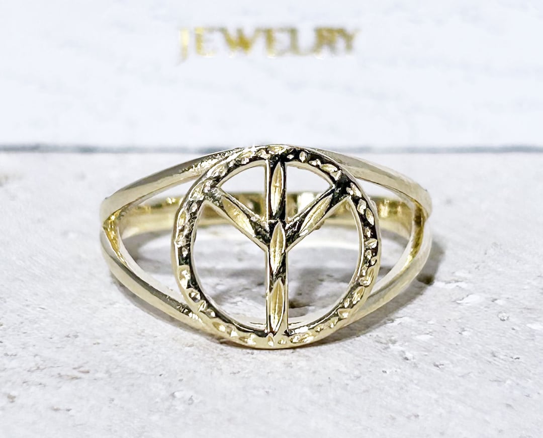 Peace Ring - Gold Ring - Peace Sign Jewelry - Peace Symbol Ring ...