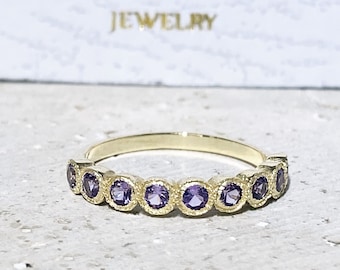 Alexandrite Ring - Lavender Ring - June Birthstone - Delicate Ring - Gold Ring - Dainty Ring - Bezel Ring - Gemstone Band