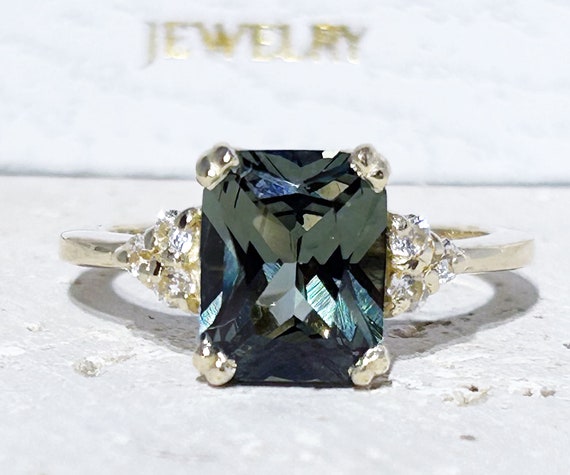 Dazzling Green Tourmaline Ring Nested in Diamonds – FabOn5th.com