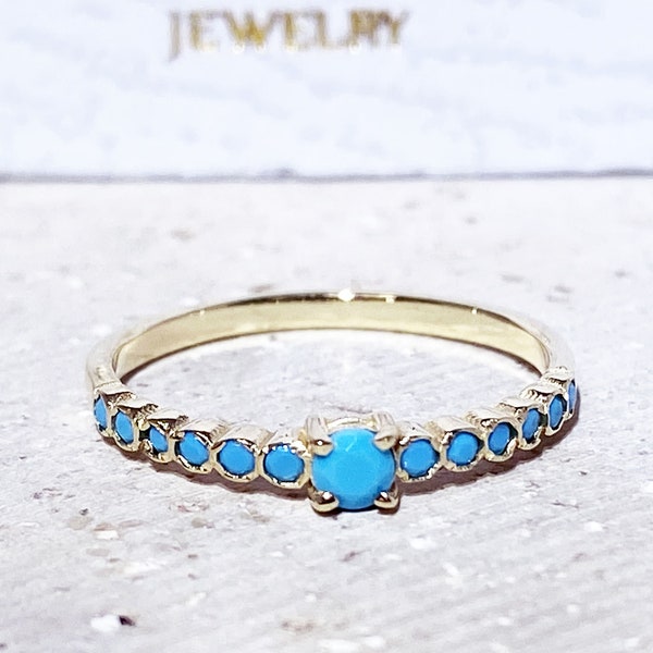 Turquoise Ring - Sleeping Beauty Turquoise - December Birthstone - Delicate Ring - Slim Band - Simple Jewelry - Bezel Ring - Tiny Ring