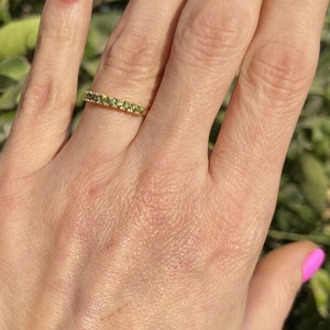 Peridot Ring Slim Ring Prong Ring Gold Ring Dainty Ring Light Green Ring Half Eternity Ring August Birthstone Tiny Ring image 8