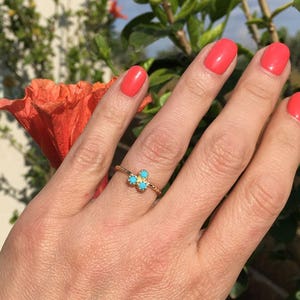 Any Birthstone Ring Flower Ring Gold Ring Stacking Ring Bezel Ring Tiny Ring Simple Ring Delicate Ring Minimalist Ring image 3