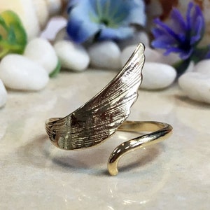Angel Wings Ring - Gold Ring - Silver Ring - Dainty Ring - Adjustable Ring - Stack Ring - Simple Ring - Everyday Ring