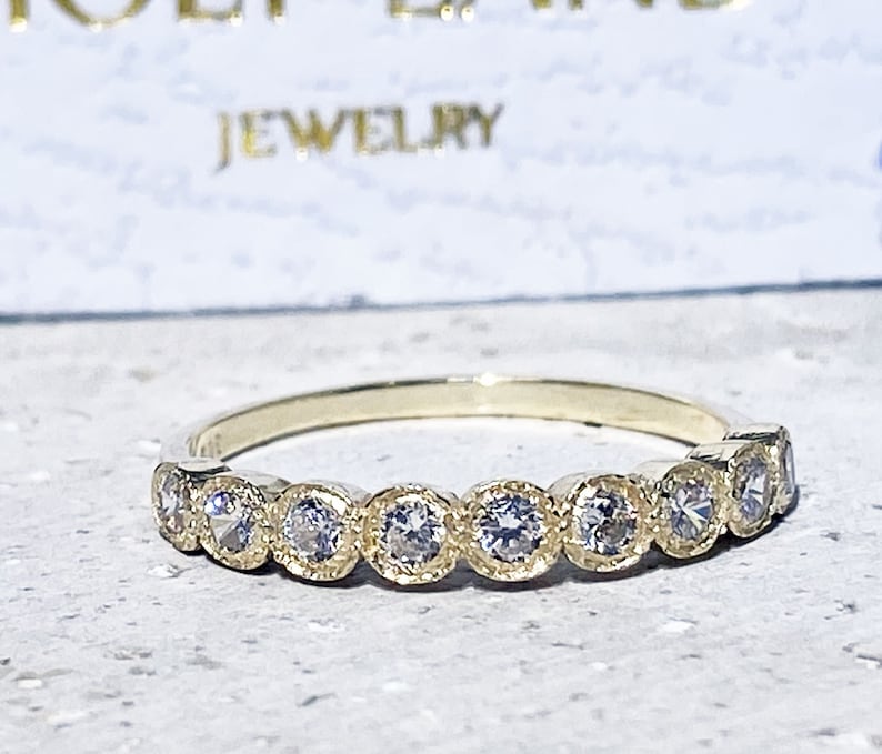 Clear Quartz Ring White Quartz Band Stack Ring April Etsy