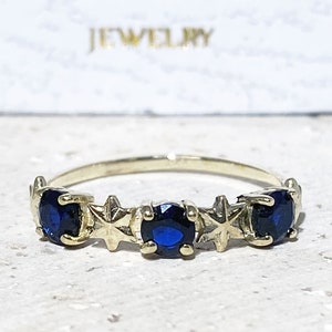 Blue Sapphire Ring - Gemstone Ring - Gold Ring - September Birthstone - Delicate Ring - Simple Ring - Prong Ring - Stacking Ring - Tiny Ring