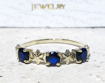 Blue Sapphire Ring - Gemstone Ring - Gold Ring - September Birthstone - Delicate Ring - Simple Ring - Prong Ring - Stacking Ring - Tiny Ring