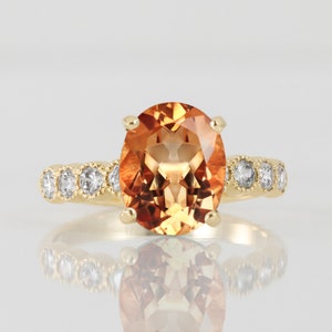 Citrine Ring - November Birthstone - Engagement Ring - Gold Ring - Prong Ring - Statement Ring - Cocktail Ring - Genuine Citrine - Oval Ring