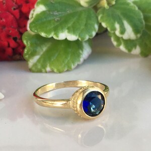 Blue Sapphire ring - Slim Ring - Royal Blue Ring - September Birthstone - Simple Ring - Gold Ring - Bezel Ring - Round Ring
