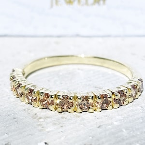 Citrine Ring - November Birthstone - Stack Ring - Gold Ring - Dainty Ring - Prong Ring - Half Eternity Ring - Gemstone Band - Champagne Ring
