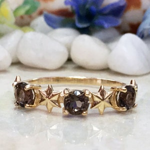Smoky Quartz Ring - Gemstone Ring - Gold Ring - Brown Ring - Delicate Ring - Simple Ring - Prong Ring - Stacking Ring - Tiny Ring