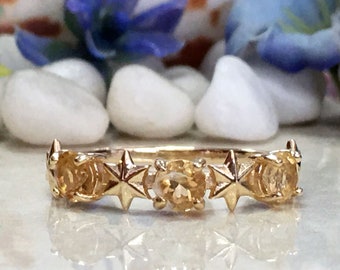 Citrine Ring - Gemstone Ring - Gold Ring - November Birthstone - Delicate Ring - Simple Ring - Prong Ring - Stacking Ring - Tiny Ring