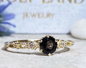 Smoky Quartz Ring - Brown Stone Ring - Tiny Ring - Stacking Ring - Gold Ring - Dainty Ring - Bezel Ring - Gemstone Band - Delicate Ring