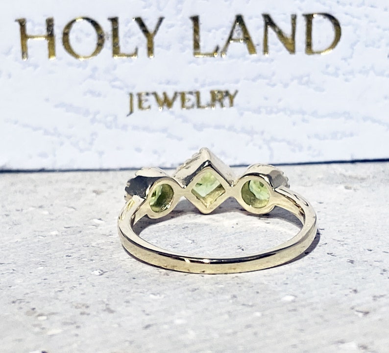 Peridot Ring August Birthstone Stacking Ring Gold Ring Bezel Ring Gemstone Ring Delicate Ring Dainty Ring Triple Ring image 9