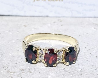 Red Garnet Ring - January Birthstone - Statement Ring - Gold Ring - Engagement Ring - Prong Ring - Stacking Ring - Dainty Ring