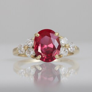 Ruby Ring - Gold Ring - July Birthstone - Gemstone Band - Statement Ring - Engagement Ring - Oval Ring - Fuchsia Stone Ring - Cocktail Ring