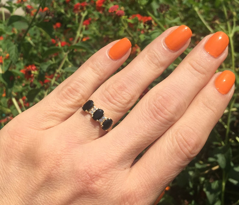 Engagement Ring Gemstone Ring Stacking Ring Black Ring Statement Ring December Ring Prong Ring Black Onyx Ring Gold Ring