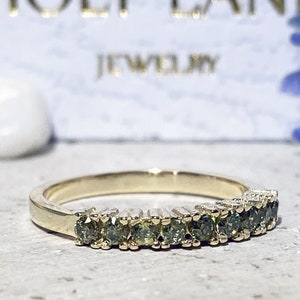 Peridot Ring Slim Ring Prong Ring Gold Ring Dainty Ring Light Green Ring Half Eternity Ring August Birthstone Tiny Ring image 7