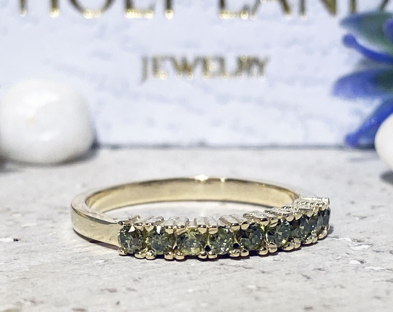 Peridot Ring Slim Ring Prong Ring Gold Ring Dainty Ring Light Green Ring Half Eternity Ring August Birthstone Tiny Ring image 7