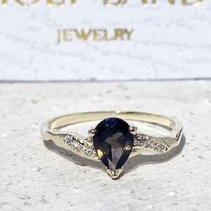 Smoky Quartz Ring - Brown Ring - Genuine Gemstone Ring - Vintage Style - Teardrop Ring - Smoky Topaz - Simple Jewelry
