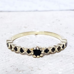 Black Onyx Ring - Simple Jewelry - TIny Ring - Stack Ring - Gold Ring - Dainty Ring - December Birthstone - Onyx Jewelry - Bezel Ring