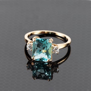 Aquamarine Ring - March Birthstone - Statement Ring - Gold Ring - Engagement Ring - Rectangle Ring - Cocktail Ring - Light Blue Ring