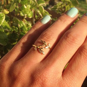 Leaf Ring - Branch Ring - Gold Ring - Stacking Ring - Adjustable Ring - Minimalist Jewelry - Thin Ring - Simple Ring - Delicate Ring