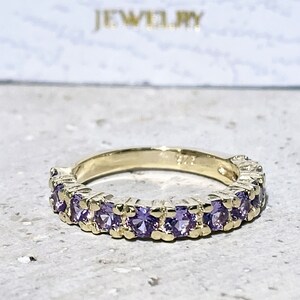 Alexandrite Ring - Lavender Ring - June Birthstone - Half Eternity Ring - Gold Ring - Dainty Ring - Prong Ring - Gemstone Band