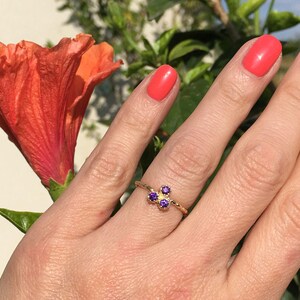 Any Birthstone Ring Flower Ring Gold Ring Stacking Ring Bezel Ring Tiny Ring Simple Ring Delicate Ring Minimalist Ring image 5