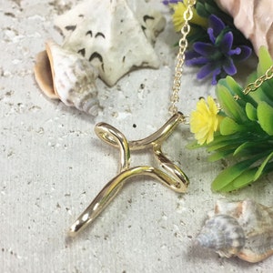 Grande croce collana - oro croce ciondolo - argento croce ciondolo - collana di fascino - semplice collana - collana di tutti i giorni