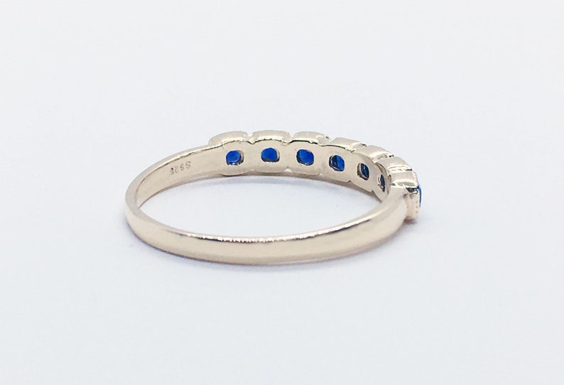 Blue Sapphire Ring September Ring Half Eternity Ring Stack Ring Gold Ring Square Ring Dainty Ring Bezel Ring Gemstone Band image 9