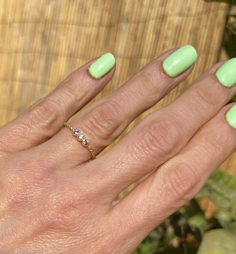 Alexandrite Ring Lavender Ring June Birthstone Gold Ring Delicate Ring Dainty Ring Tiny Ring Slim Band Simple Jewelry image 3