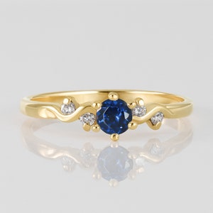 Blue Sapphire Ring - Gold Ring - Gemstone Ring - Stacking Ring - Tiny Ring - September Birthstone - Royal Blue Ring - Delicate Ring