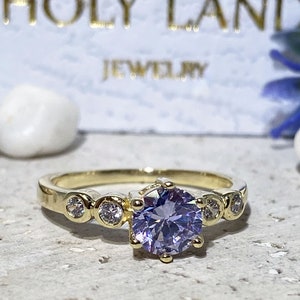 Lavender Amethyst Ring Birthstone Ring Gemstone Ring Gold Ring Dainty Ring Light Purple Ring Tiny Simple Jewelry image 4