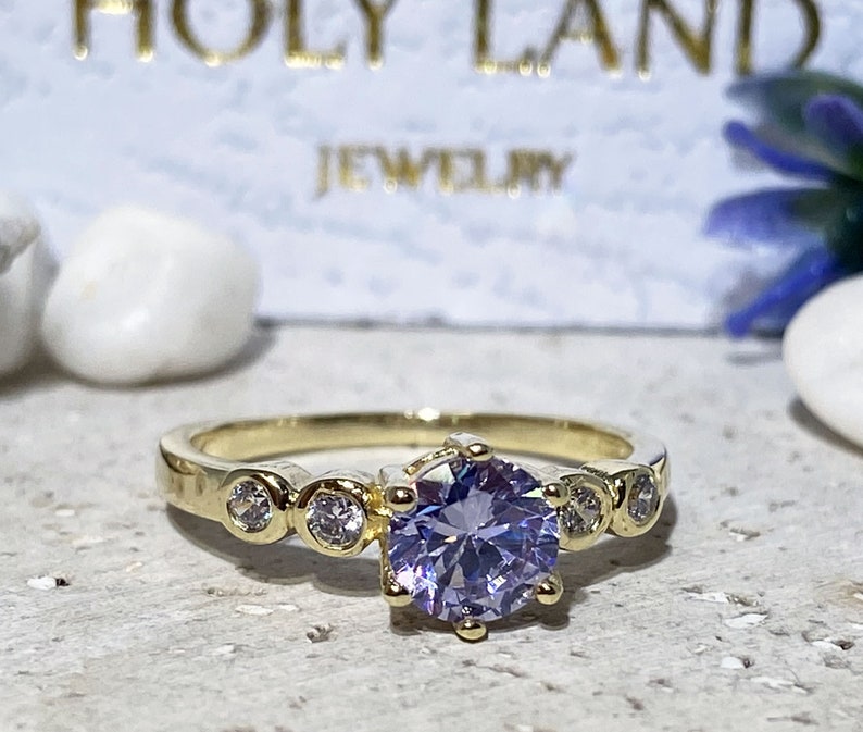 Lavender Amethyst Ring Birthstone Ring Gemstone Ring Gold Ring Dainty Ring Light Purple Ring Tiny Simple Jewelry image 4