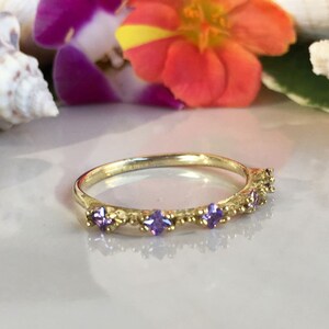 Amethyst Ring - Stacking Ring - TIny Ring - Gold Ring - Purple Ring - Dainty Ring - Simple Ring - February Birthstone