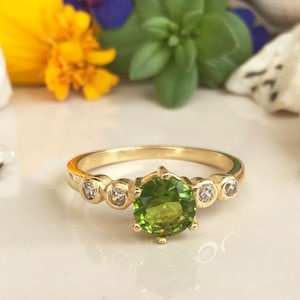 August Birthstone Jewelry - Peridot Ring - Gold Ring - Dainty Ring - Gemstone Ring - Simple Ring - Stack Ring - Tiny Ring