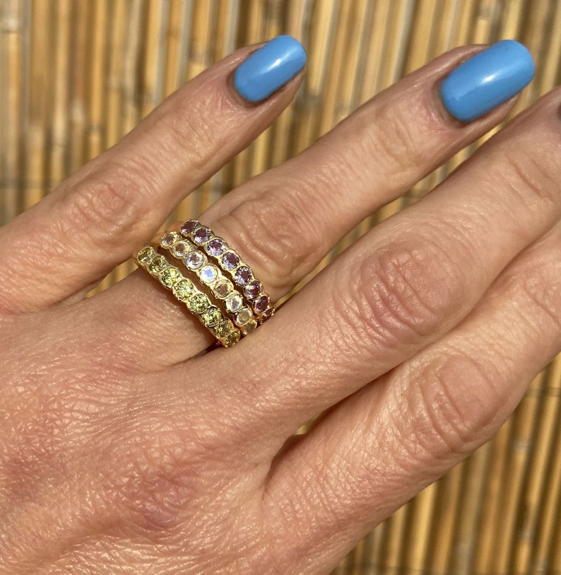 Clear Quartz Ring White Quartz Band Gold Ring Stack Ring Etsy