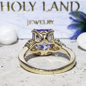 Lavender Amethyst Ring Statement Ring Gold Ring Engagement Ring Prong Ring Rectangle Ring Cocktail Ring Gemstone Ring image 9
