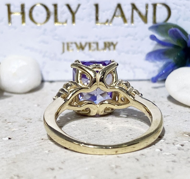 Lavender Amethyst Ring Statement Ring Gold Ring Engagement Ring Prong Ring Rectangle Ring Cocktail Ring Gemstone Ring image 9