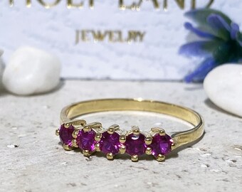 Ruby Ring - Gold Ring - Stacking Ring - Dainty Ring - Fuchsia Ring - July Birthstone - Prong Ring - Tiny Ring - Simple Jewelry