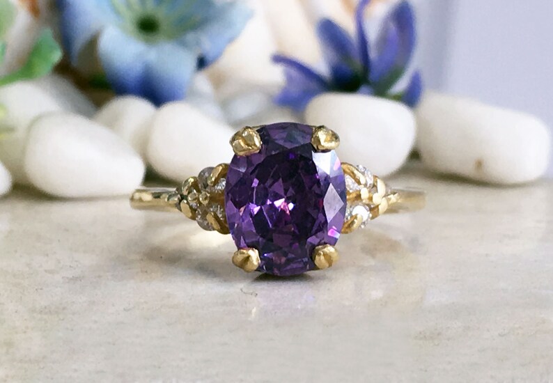 Purple Amethyst Ring February Birthstone Statement Ring Etsy