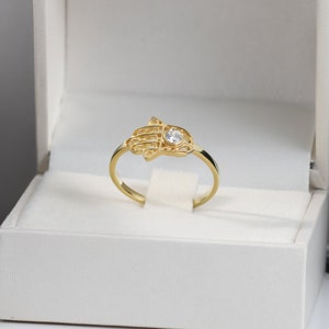Hamsa Ring - Hand of Fatima Ring - Evil Eye Protection - Gold Ring - Everyday Jewelry - Filigree Ring - Simple Ring - Good Luck Ring