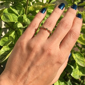 Peridot Ring Gold Ring Stack Ring Prong Ring Light Green Ring Slim Ring Gemstone Band Dainty Ring August Birthstone image 6