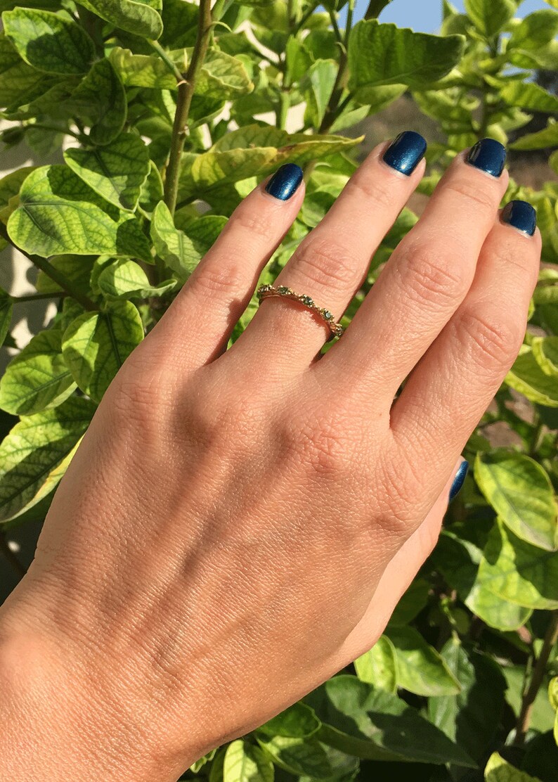 Peridot Ring Gold Ring Stack Ring Prong Ring Light Green Ring Slim Ring Gemstone Band Dainty Ring August Birthstone image 6