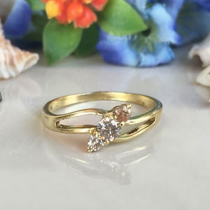 Champagne Citrine Ring - Gemstone Ring - Stack Ring - November Birthstone - Simple Ring - Prong Ring - Triple Ring - Tiny Ring - Gold Ring